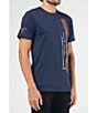 Color:Navy Blue - Image 3 - Short Sleeve Vertical Logo Graphic T-Shirt