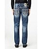 Color:Dark Blue - Image 1 - Ervine Straight-Fit Inverted-Fleur-De-Lis-Pocket 32#double; Inseam Jeans