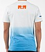 Color:Turquoise White - Image 2 - White Turquoise Dip Dye T-Shirt