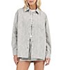 Rolla's Drift Python Printed Collared Long Sleeve Oversized Denim Jacket - Image 1