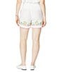 Color:White - Image 2 - Sierra Wildflower Floral Embroidered High Waisted Scallop Trim Shorts