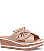 Ron White Paislee Leather Platform Wedge Bow Slides - Image 1