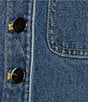 Color:Indigo Wash - Image 4 - Guise Denim Round Neck Cropped Button Front Vest