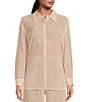 Color:Light Nude - Image 1 - Jocelyn Chiffon Sheer Rhinestone Embellished Point Collar Long Sleeve Button-Front Shirt