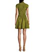 Color:Moss - Image 2 - Laney Solid Chenille Knit Mock Neck Cap Sleeve Fit and Flare Mini Dress