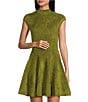 Color:Moss - Image 4 - Laney Solid Chenille Knit Mock Neck Cap Sleeve Fit and Flare Mini Dress