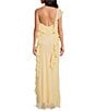 Color:Buttercream - Image 2 - Olivialle Chiffon Deep V-Neck Sleeveless Asymmetric Ruffled A-Line Maxi Dress