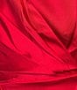 Color:Crimson - Image 3 - Rocky Stretch Charmeuse Rosette Mock Neck Long Sleeve Asymmetrical Hem Drape Mini Dress