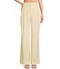 Color:Pale Banana - Image 1 - Ronny Stretch Twill Pleated Wide-Leg Slouchy Coordinating Pants