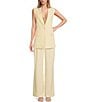 Color:Pale Banana - Image 3 - Ronny Stretch Twill Pleated Wide-Leg Slouchy Coordinating Pants