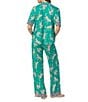 Room Service Cheetah Print Short Sleeve Notch Collar Knit Pajama Set, Color:Teal Print - Image 2