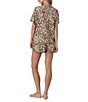Room Service Cheetah Print Short Sleeve Notch Collar Marshmallow Knit Shorty Pajama Set, Color:Brown Animal - Image 2