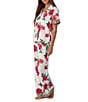 Room Service Floral & Cheetah Print Short Sleeve Notch Collar Marshmallow Knit Pajama Set, Color:Floral Print - Image 3