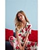 Room Service Floral & Cheetah Print Short Sleeve Notch Collar Marshmallow Knit Pajama Set, Color:Floral Print - Image 6