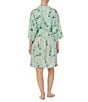 Color:Mint Print - Image 2 - Floral Bubbly 3/4 Sleeve Coordinating Satin Robe