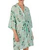 Color:Mint Print - Image 3 - Floral Bubbly 3/4 Sleeve Coordinating Satin Robe