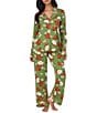 Room Service Autumn Blooms Floral Print Long Sleeve Notch Collar Jersey Knit Long Pajama Set - Image 1