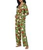 Room Service Autumn Blooms Floral Print Long Sleeve Notch Collar Jersey Knit Long Pajama Set - Image 3