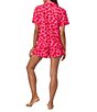 Room Service Lip Print Short Sleeve Notch Collar Marshmallow Knit Shorty Valentine's Day Pajama Set, Color:Lip Print - Image 2
