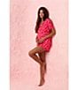 Room Service Lip Print Short Sleeve Notch Collar Marshmallow Knit Shorty Valentine's Day Pajama Set, Color:Lip Print - Image 5