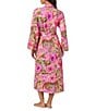 Room Service Long Sleeve Open Lapel Belt Tie Closure Leopard Floral Print Coordinating Maxi Robe, Color:Multi Floral - Image 2