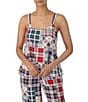 Color:Multi Plaid - Image 4 - Plaid Print Sleeveless Round Neck Woven Pajama Pant Set