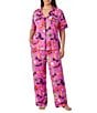Room Service Plus Size Potion Commotion Print Short Sleeve Notch Collar Jersey Knit Pajama Set - Image 1