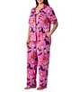 Room Service Plus Size Potion Commotion Print Short Sleeve Notch Collar Jersey Knit Pajama Set - Image 3