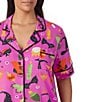 Room Service Plus Size Potion Commotion Print Short Sleeve Notch Collar Jersey Knit Pajama Set - Image 4
