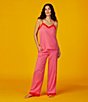 Color:Pink Multi - Image 5 - Printed Satin Cami & Pant Pajama Set
