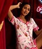 Room Service Roll The Dice Print Short Sleeve Notch Collar Knit Shorty Pajama Set, Color:Roll The Dice - Image 5