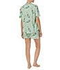 Color:Mint Print - Image 2 - Satin Bubbly Floral Short Sleeve Notch Collar Shorty Pajama Set