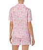 Color:Rose Floral - Image 2 - Satin Floral Print Short Sleeve Notch Collar Shorty Pajama Set