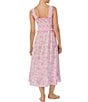 Color:Rose Floral - Image 2 - Satin Floral Print Sleeveless Straight Neck Smocked Maxi Chemise