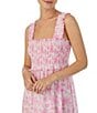 Color:Rose Floral - Image 4 - Satin Floral Print Sleeveless Straight Neck Smocked Maxi Chemise