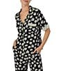 Color:Black Print - Image 3 - Short Sleeve Notch Collar Coordinating Pajama Set