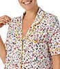 Color:Ditsy Bouquet - Image 3 - Short Sleeve Notch Collar Cozy Jersey Ditsy Bouquet Pajama Set