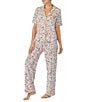 Color:Ditsy Bouquet - Image 4 - Short Sleeve Notch Collar Cozy Jersey Ditsy Bouquet Pajama Set