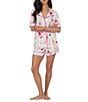 Room Service Short Sleeve Notch Collar Jersey Knit Bubbly Striped Short Pajama Set - Image 1