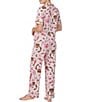 Color:Pink/Novelty - Image 2 - Short Sleeve Notch Collar Knit Nighttime Sweets Pajama Set