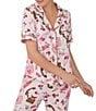 Color:Pink/Novelty - Image 4 - Short Sleeve Notch Collar Knit Nighttime Sweets Pajama Set