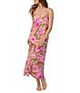 Room Service Sleeveless V-Neck Knit Scoop Back Leopard Floral Print Coordinating Maxi Chemise, Color:Multi Floral - Image 1