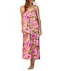 Room Service Sleeveless V-Neck Knit Scoop Back Leopard Floral Print Coordinating Maxi Chemise, Color:Multi Floral - Image 3