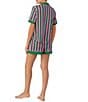 Color:Green Stripe - Image 2 - Striped Knit Notch Collar Short Pajama Set