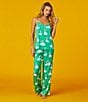 Color:Green Novelty - Image 4 - Swan Print Satin Cami & Pant Pajama Set