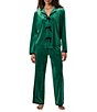 Room Service Velvet Notch Collar Long Sleeve Pajama Set - Image 1