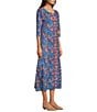Ro's Garden Blair Woven Floral Print Scoop Neck Bracelet Sleeve Button Front Dress, Color:Light Blue - Image 3