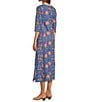 Ro's Garden Blair Woven Floral Print Scoop Neck Bracelet Sleeve Button Front Dress, Color:Light Blue - Image 4