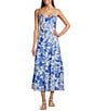 Ro's Garden Brittany Printed V-Neck Sleeveless Midi Dress, Color:Blue - Image 1
