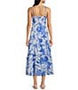 Ro's Garden Brittany Printed V-Neck Sleeveless Midi Dress, Color:Blue - Image 2